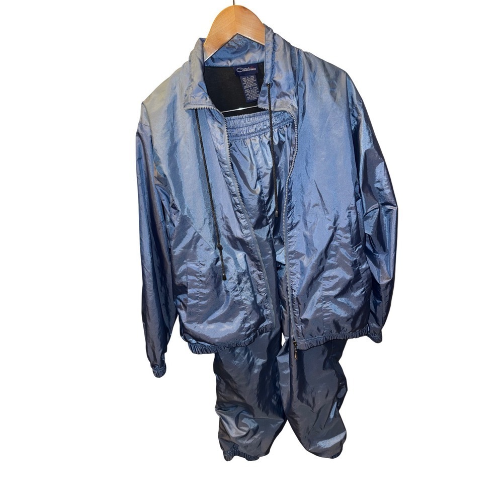 Vintage Catalina Nylon Tracksuit Set Blue Windbreaker Jacket & Pants L‎